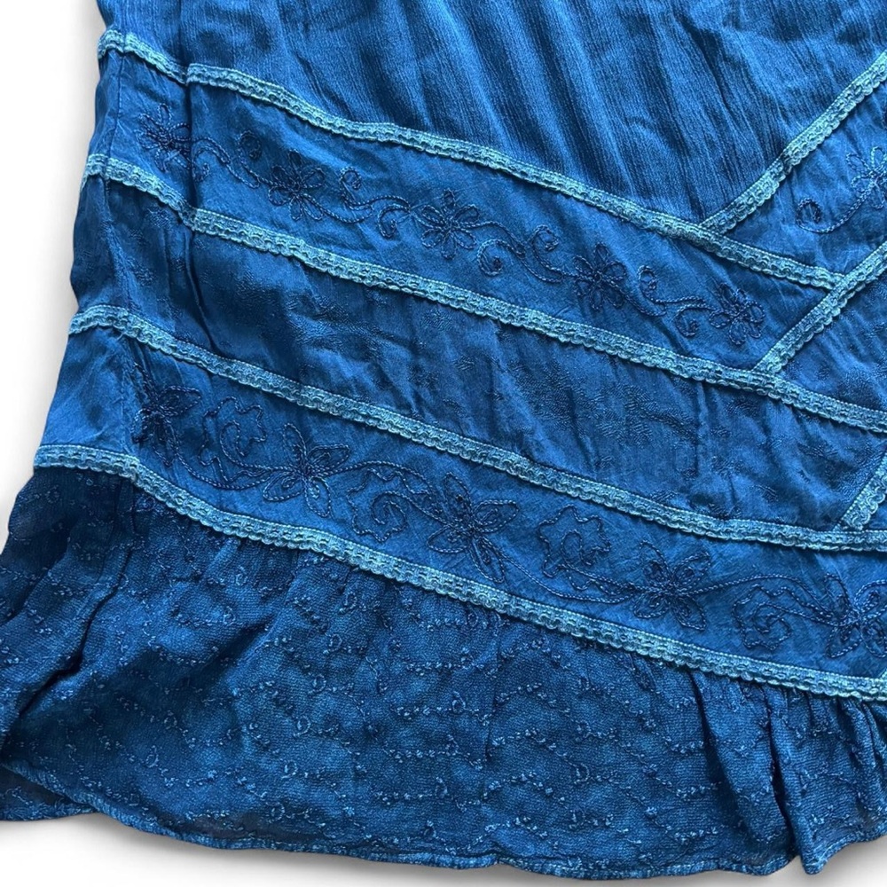 90s Tiered Embroidered Maxi Skirt, Size Large - Picture 2 of 4